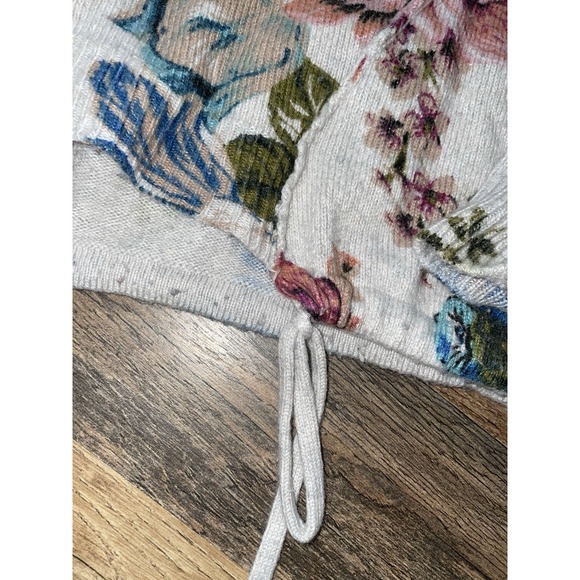 Anthropologie Angel of North Gray floral Long sleeve vintage Crewneck Sweater M - Picture 4 of 6